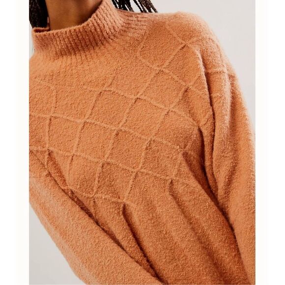 Free People Jaci Sweater Dress S Long Sleeve Mock Neck Knit Textured Wool “Doe” - Picture 5 of 16